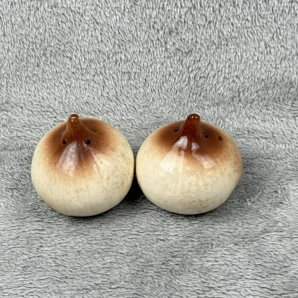 Vintage Onion Salt and Pepper Shaker Set Cottagecore Country Kitchen Ceramic